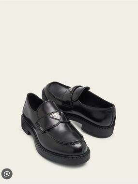 Prada logo leather loafers